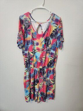Glitzy Girlz Boutique Tropical Floral Romper – Women's 1X – Like New
